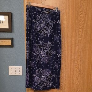 Coldwater Creek Navy Floral Wrap Skirt